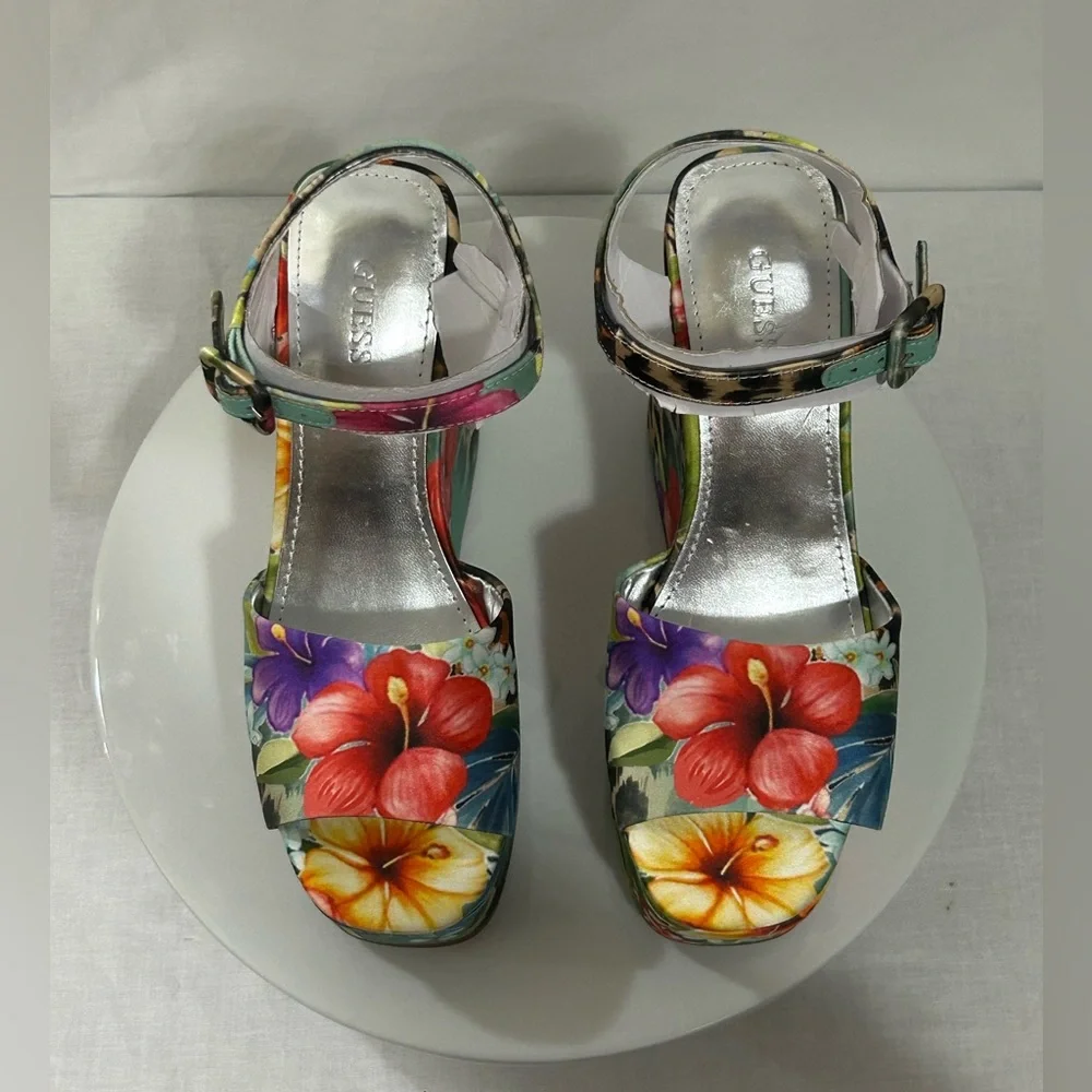 Women’s Floral Leopard Platform Sandals - Multicolor